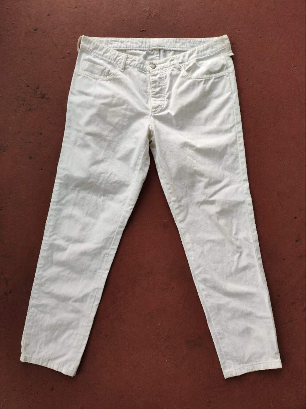 PRADA Milano Men’s White Denim Logo Jeans Button Fly Size 34x30 Vtg Y2k Archive - Picture 3 of 16